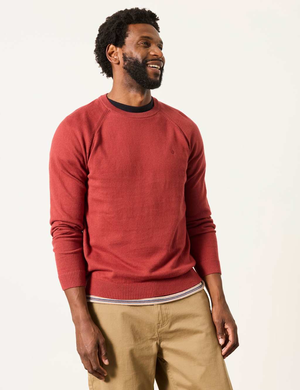 Fatface Men's Cotton Rich Crew Neck Jumper with Cashmere - L - Red - Available at M&S