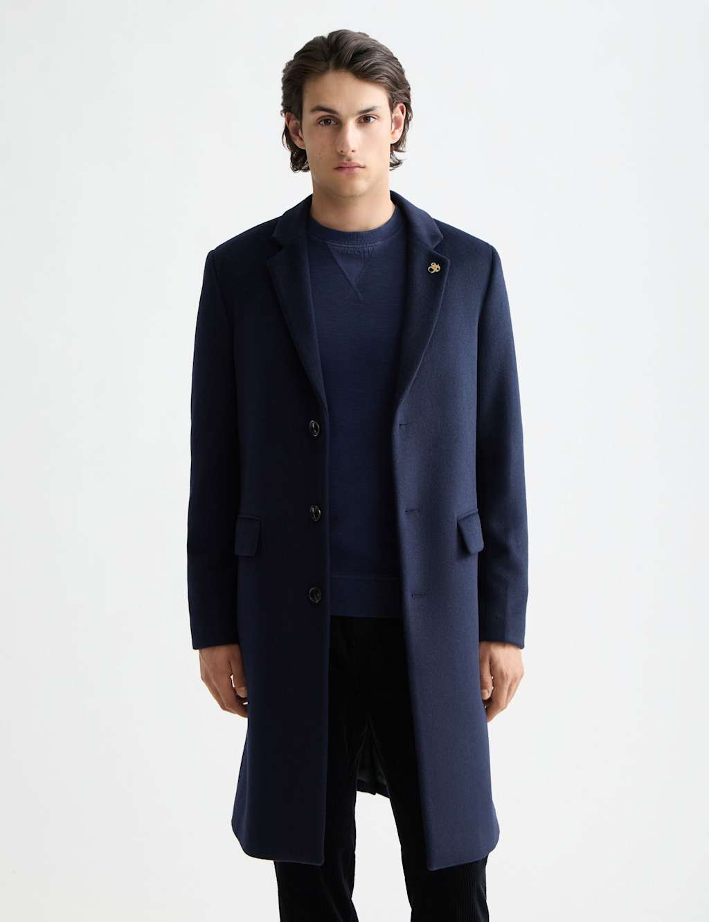Scotch & Soda Wool Rich Overcoat Navy
