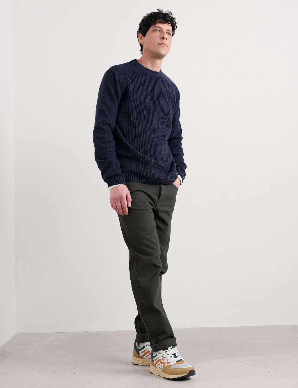 Seasalt Cornwall Lambswool Rich Textured Crew Neck Jumper Navy