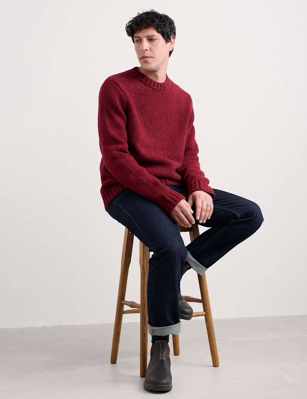 Seasalt Cornwall Lambswool Rich Crew Neck Jumper Red