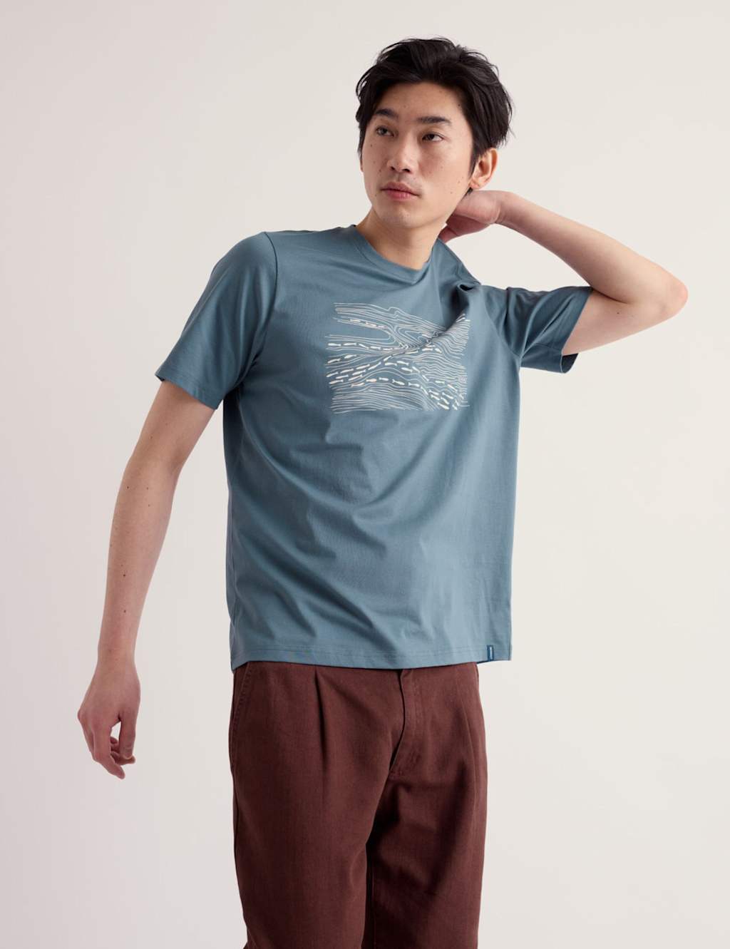 Seasalt Cornwall Men's Pure Cotton Printed Crew Neck T-Shirt - XL - Light Blue Mix - Available at M&S