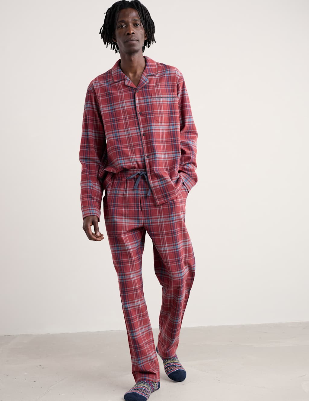 Seasalt Cornwall Pure Cotton Checked Pyjama Set Red Mix