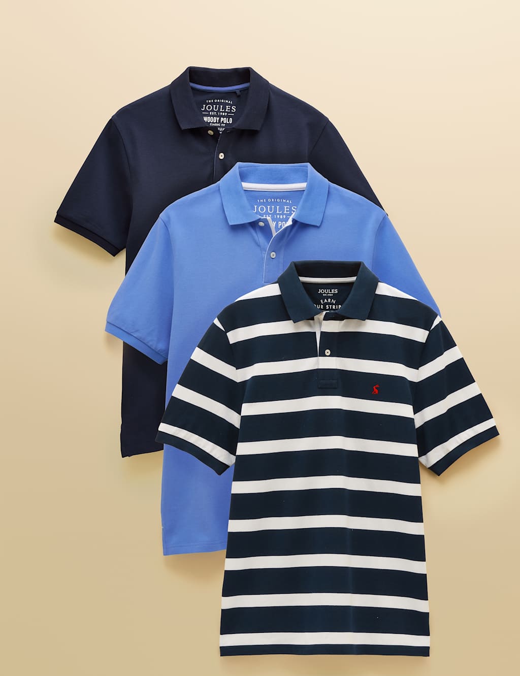 Joules Men's 3 Pack Pure Cotton Striped Polo Shirts - S - Multi - Available at M&S