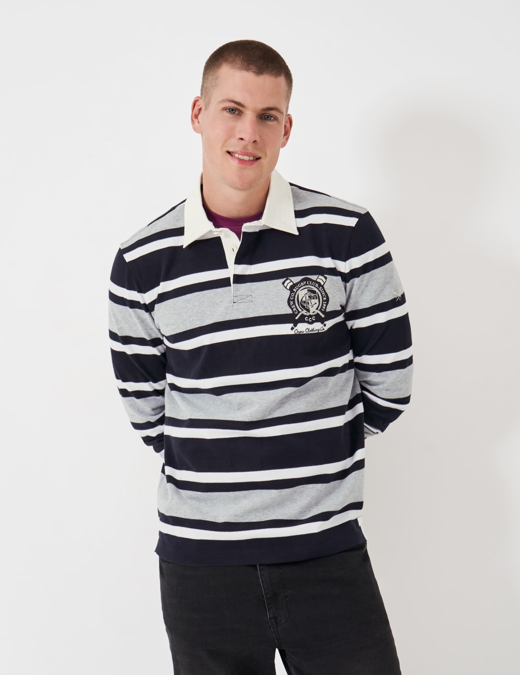 Pure Cotton Striped Long Sleeve Rugby Shirt