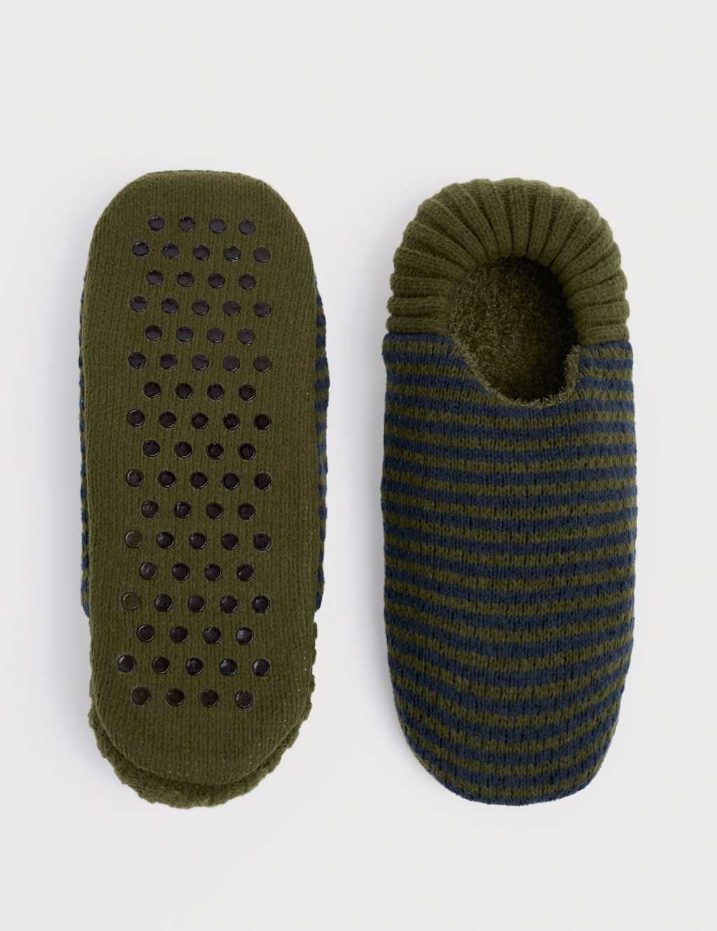 Seasalt Cornwall Striped Slipper Socks Green Mix