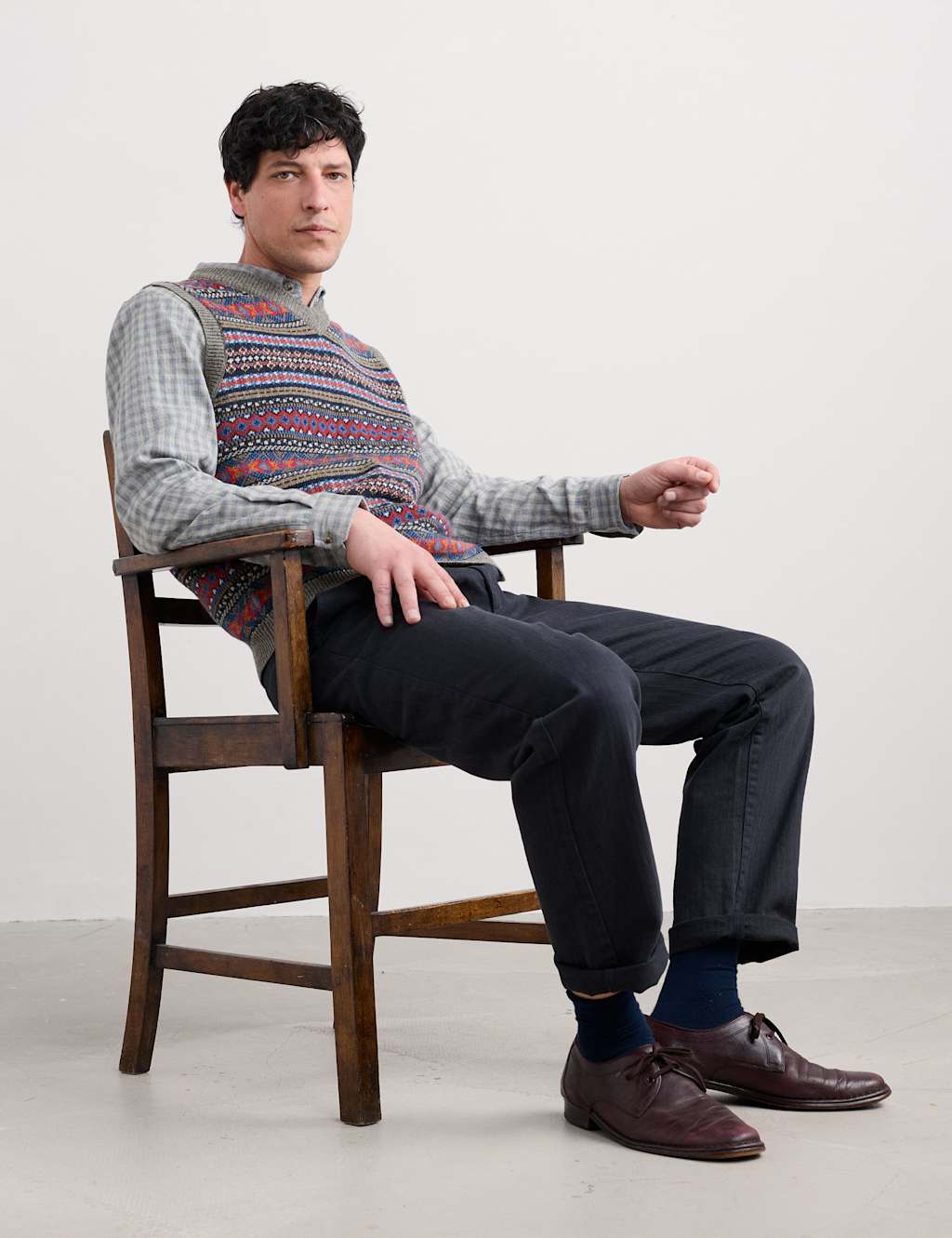 Seasalt Cornwall Lambswool Rich Fair Isle V-Neck Knitted Vest Multi