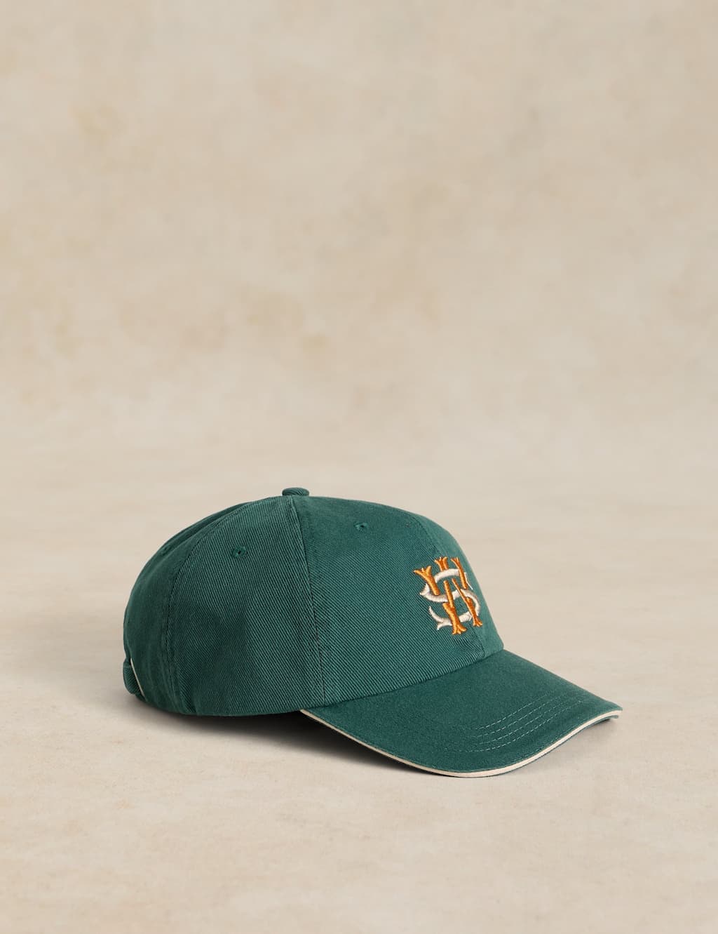White Stuff Men's Pure Cotton Embroidered Baseball Cap - Green Mix - Available at M&S