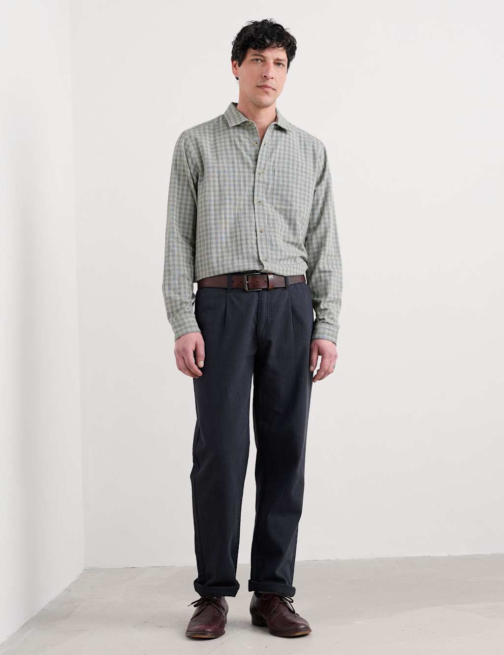 Seasalt Cornwall Relaxed Fit Pure Cotton Checked Overshirt Grey Mix