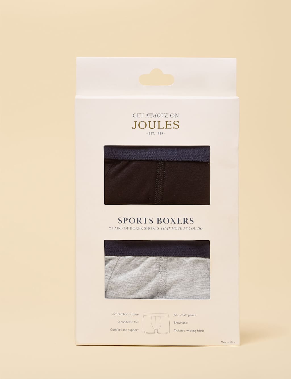 Joules 2 Pack Sports Boxer Shorts with Stretch Black Mix