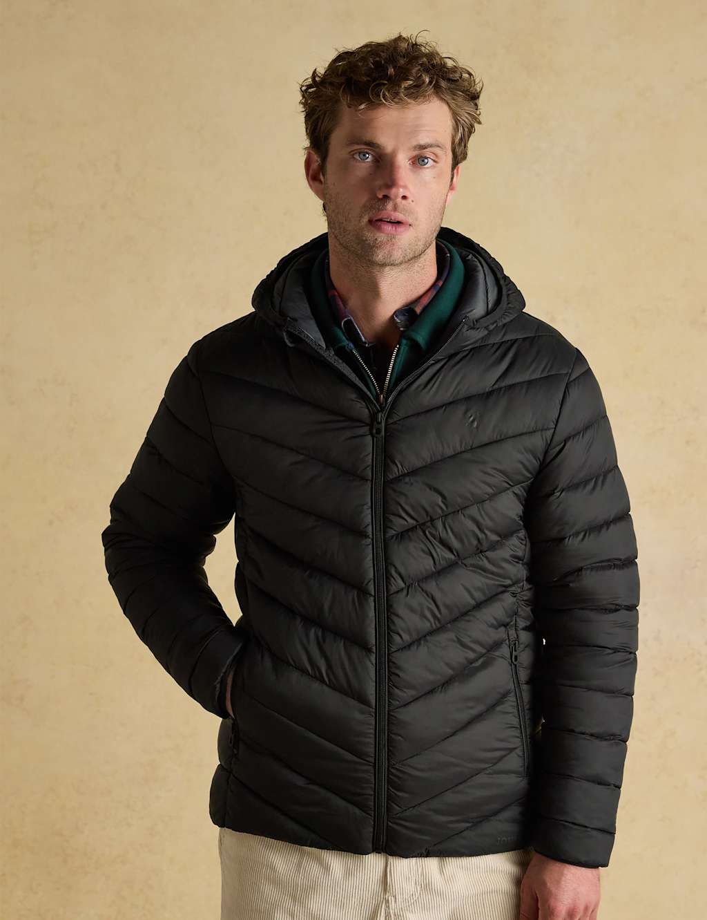 Joules Padded Quilted Hooded Puffer Jacket Black