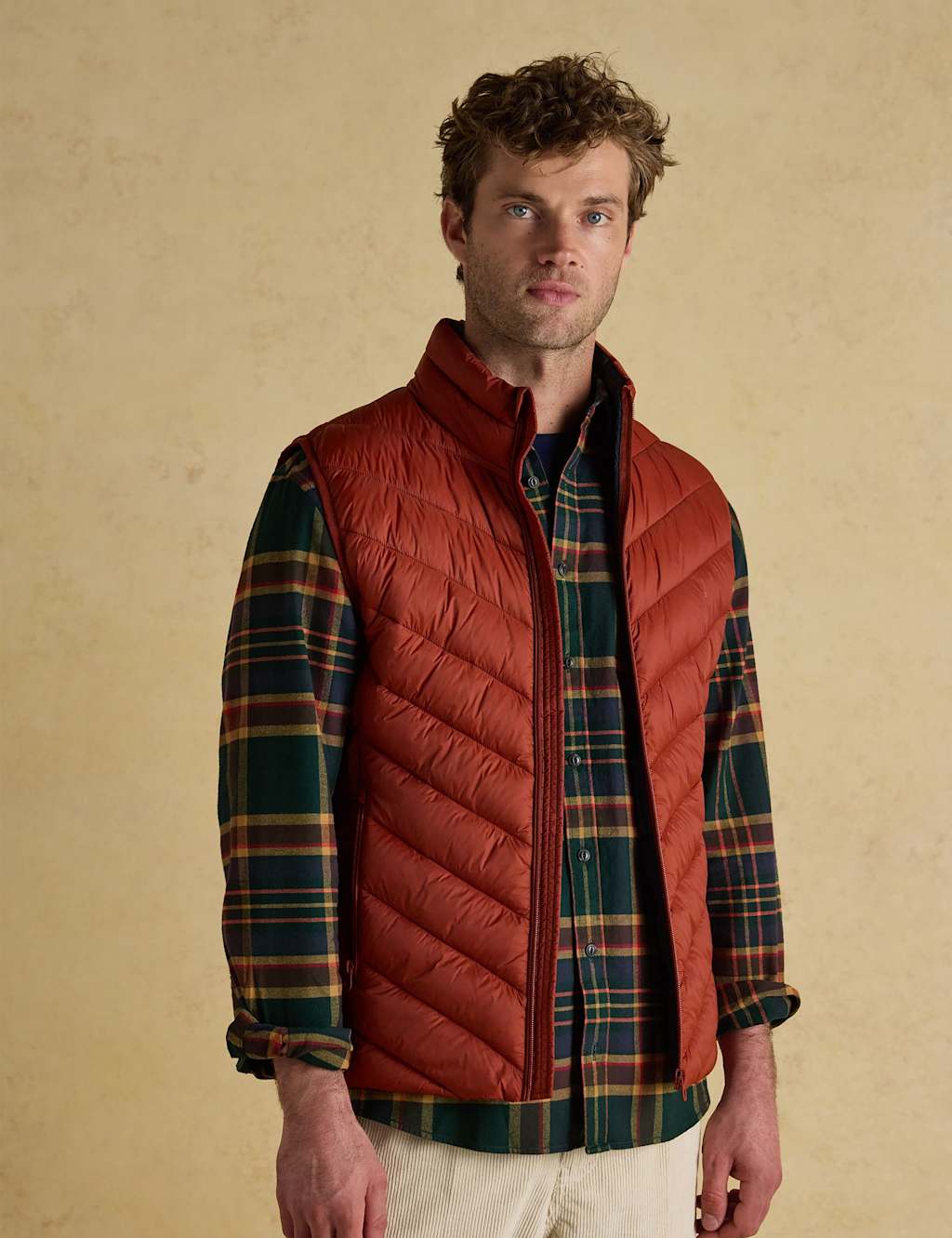 Joules Quilted Funnel Neck Gilet Orange