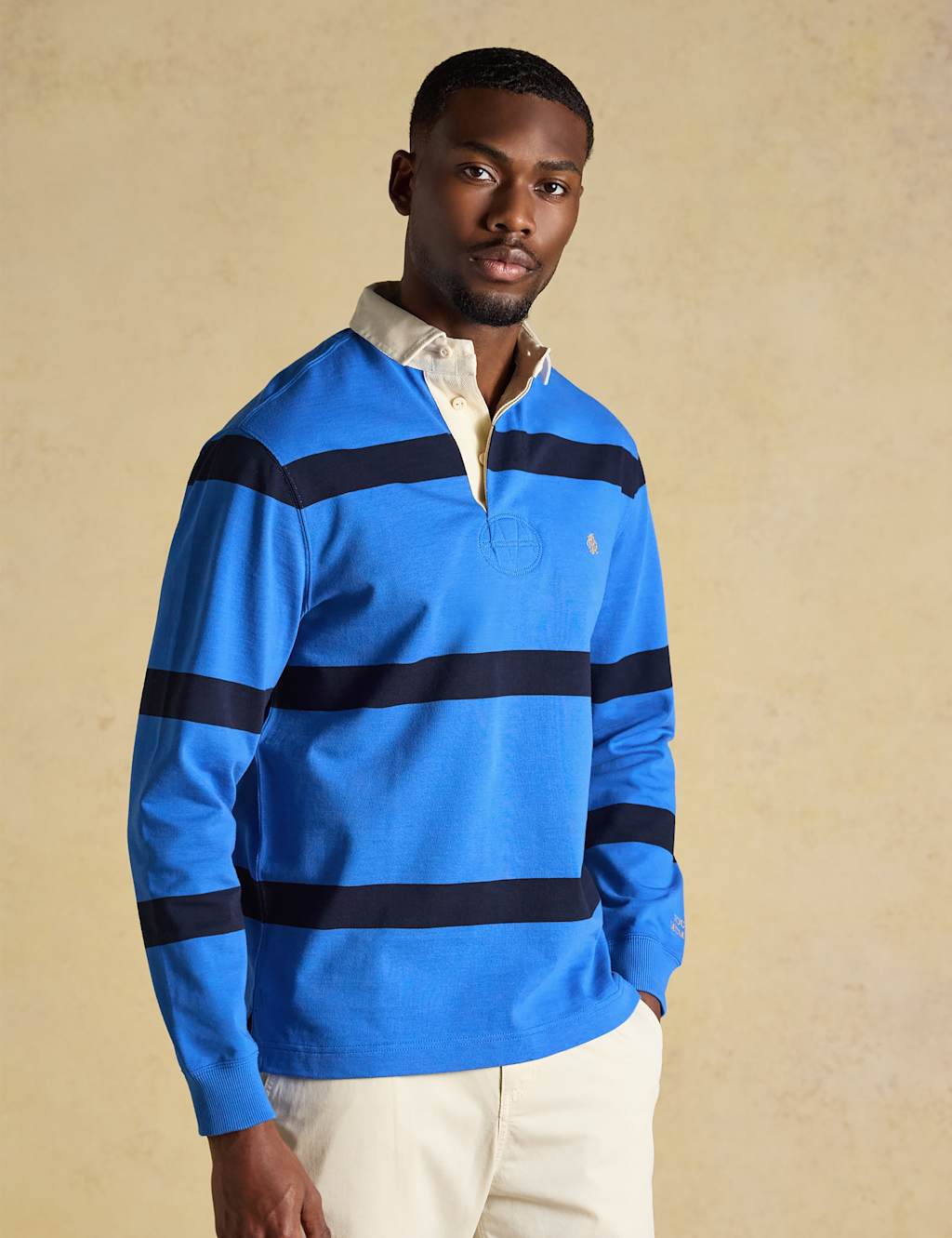 Joules Men's Pure Cotton Striped Rugby Shirt - XL - Blue Mix - Available at M&S
