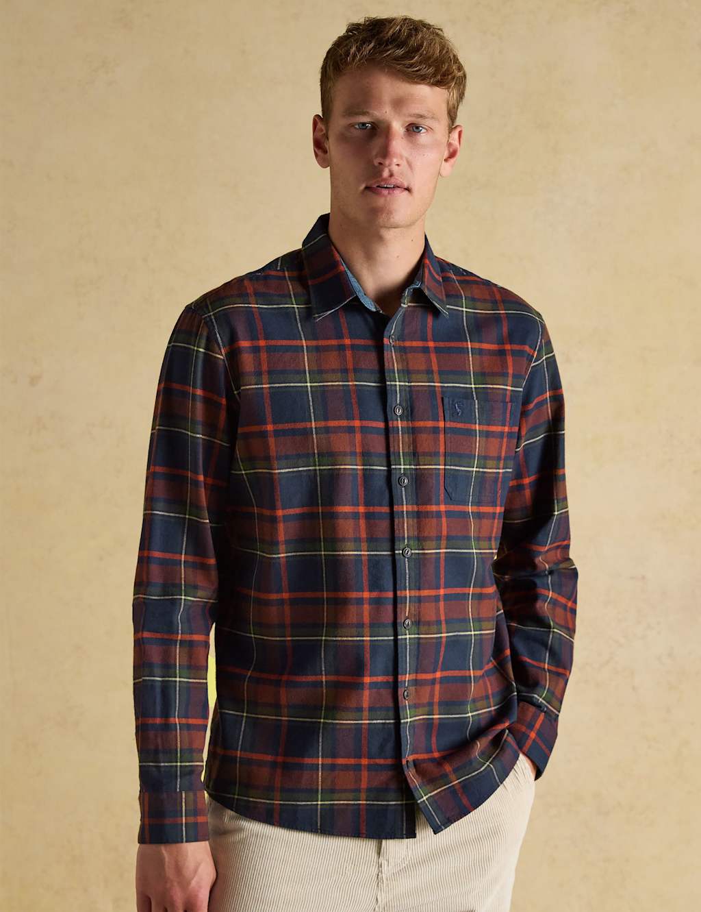 Joules Pure Cotton Checked Flannel Shirt Navy Mix