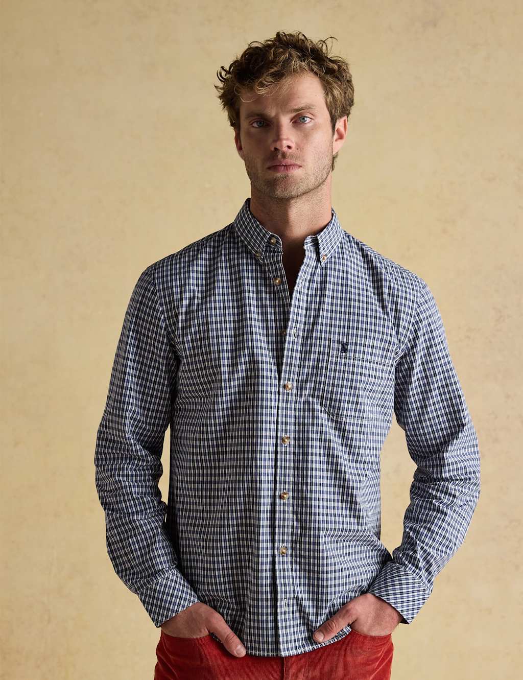 Joules Pure Cotton Poplin Checked Oxford Shirt Blue Mix