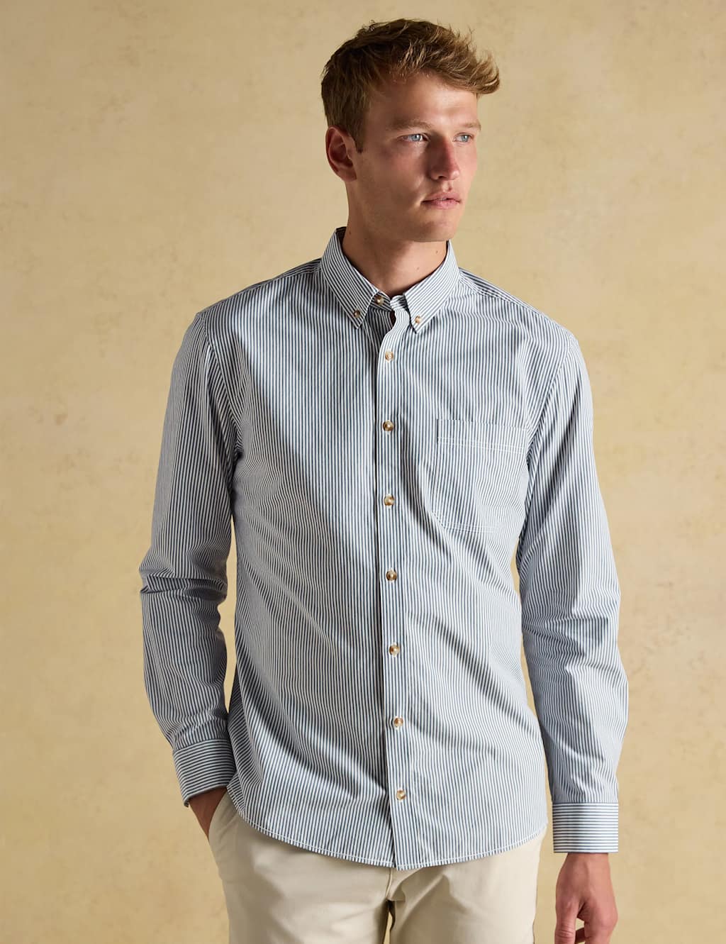 Joules Pure Cotton Striped Oxford Shirt Navy Mix