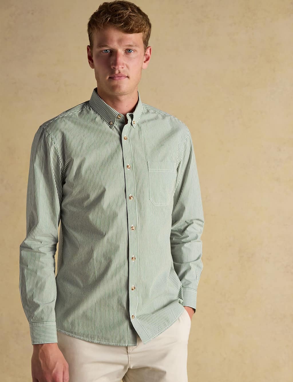 Joules Pure Cotton Striped Oxford Shirt Green Mix