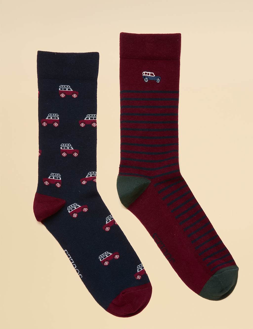 Joules 2 Pack Striped Cotton Rich Socks Red Mix