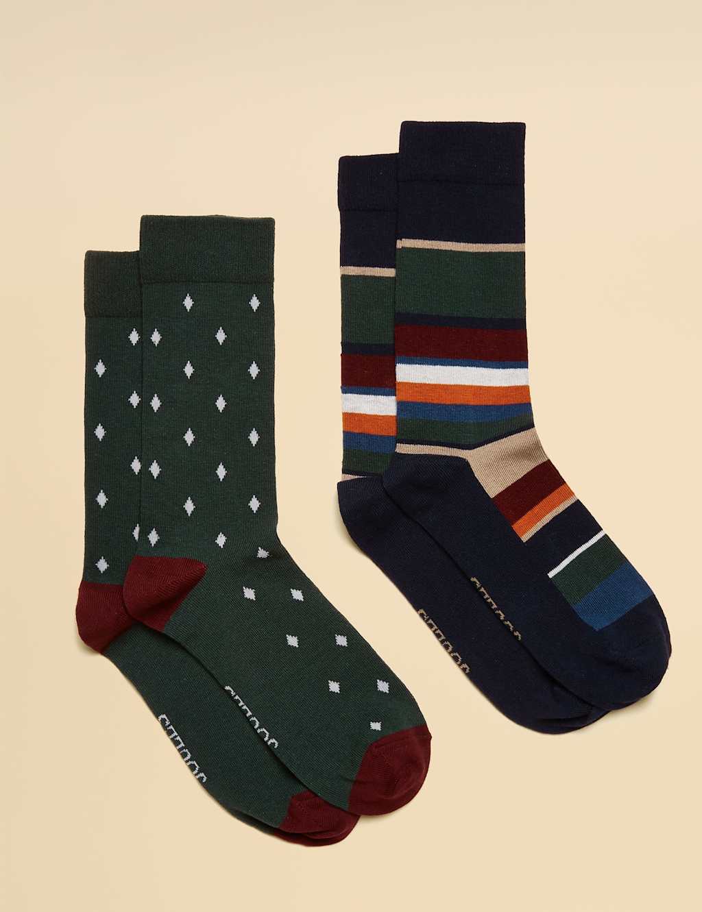 Joules 2 Pack Striped Cotton Rich Socks Multi