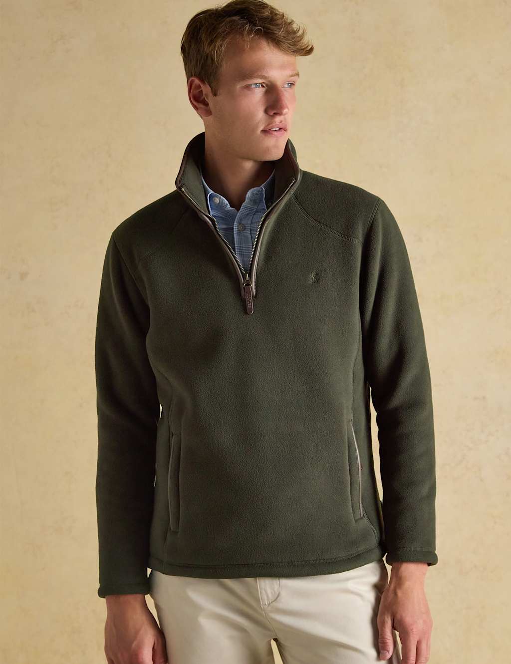 Joules Fleece Funnel Neck Half Zip Sweatshirt Dark Green