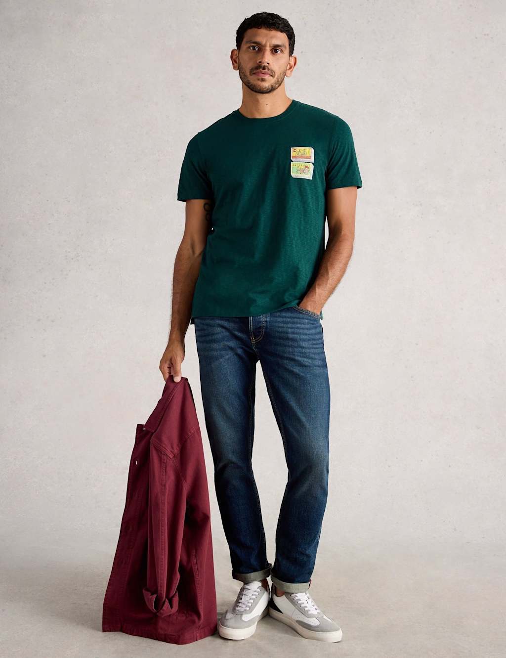 White Stuff Pure Cotton Bike Graphic T-Shirt Green