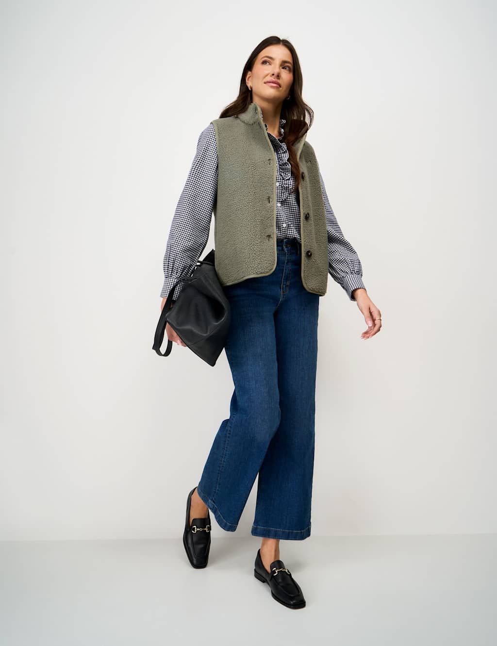 Crew Clothing Women's Borg High Neck Gilet - 14 - Khaki - Available at M&S