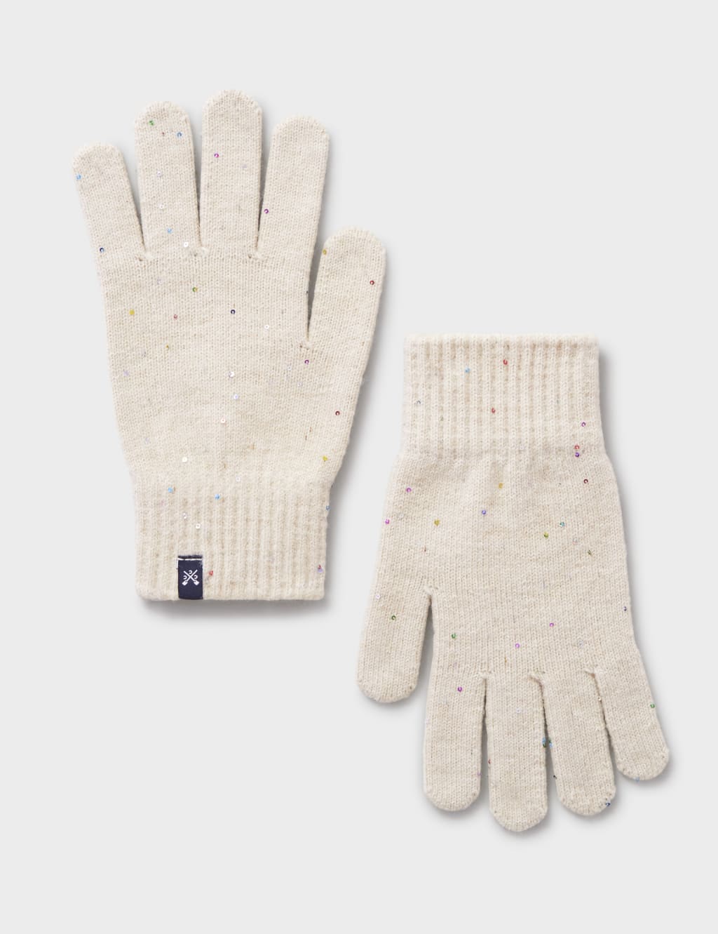 Crew Clothing Women's Sparkle Gloves - Oatmeal, Oatmeal,Navy,Light Pink