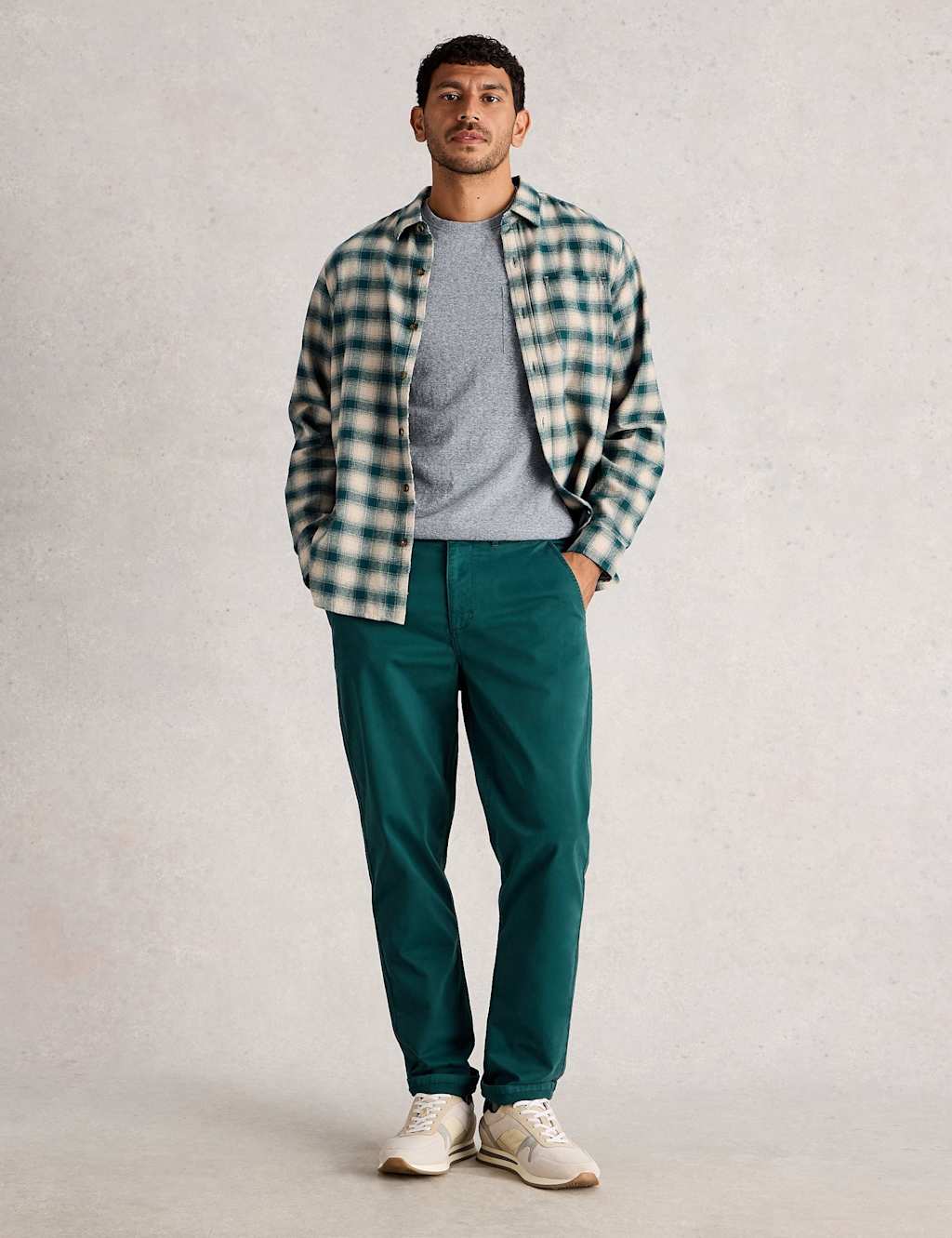 White Stuff Pure Cotton Patch Pocket Crew Neck T-Shirt Grey