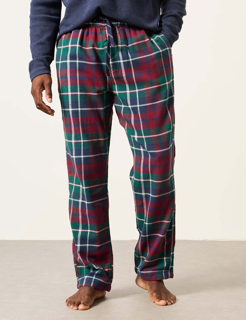 Fatface Men's Pure Cotton Checked Pyjama Bottoms - M - Burgundy Mix - Available at M&S