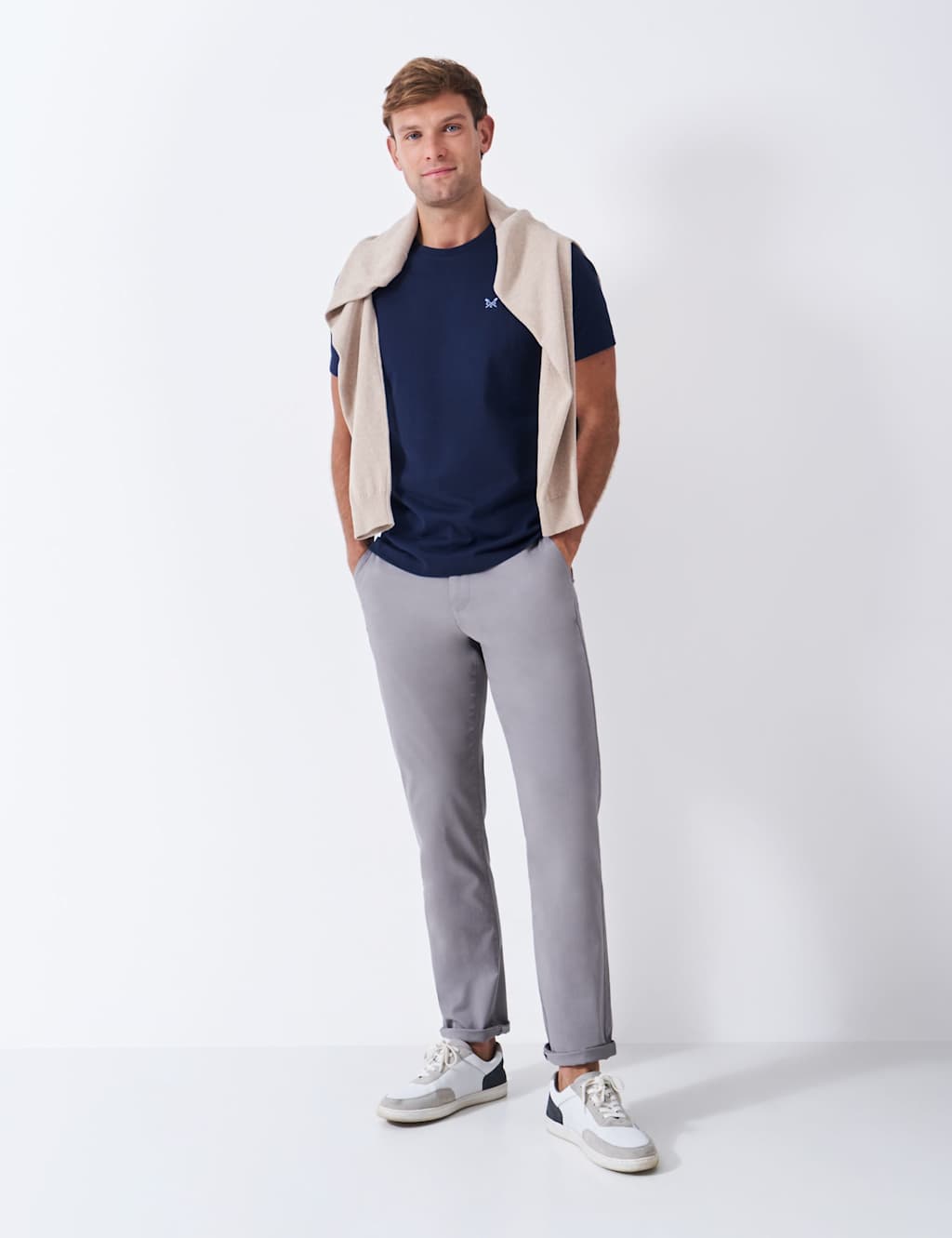 Crew Clothing Pure Cotton Crew Neck T-Shirt Blue