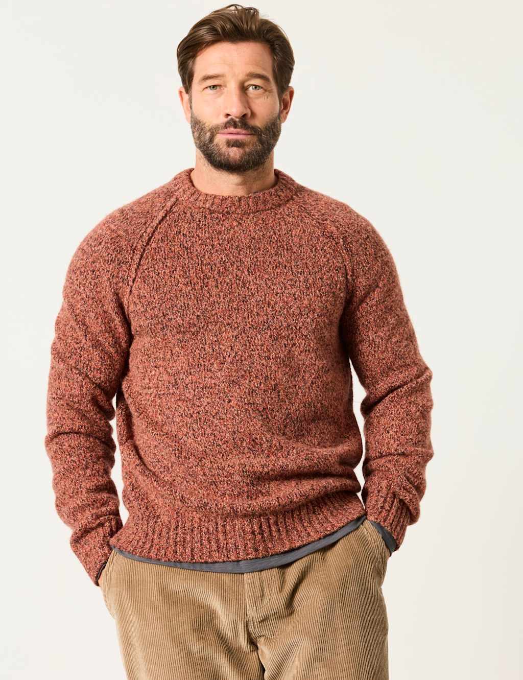 Fatface Men's Crew Neck Jumper - M - Orange - Available at M&S