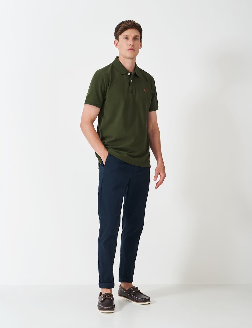 Crew Clothing Pure Cotton Pique Polo Shirt Dark Green