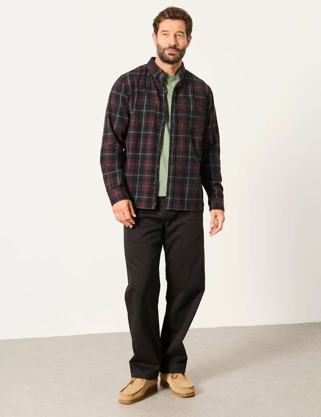 Fatface Men's Pure Cotton Check Shirt - XL - Purple Mix - Available at M&S