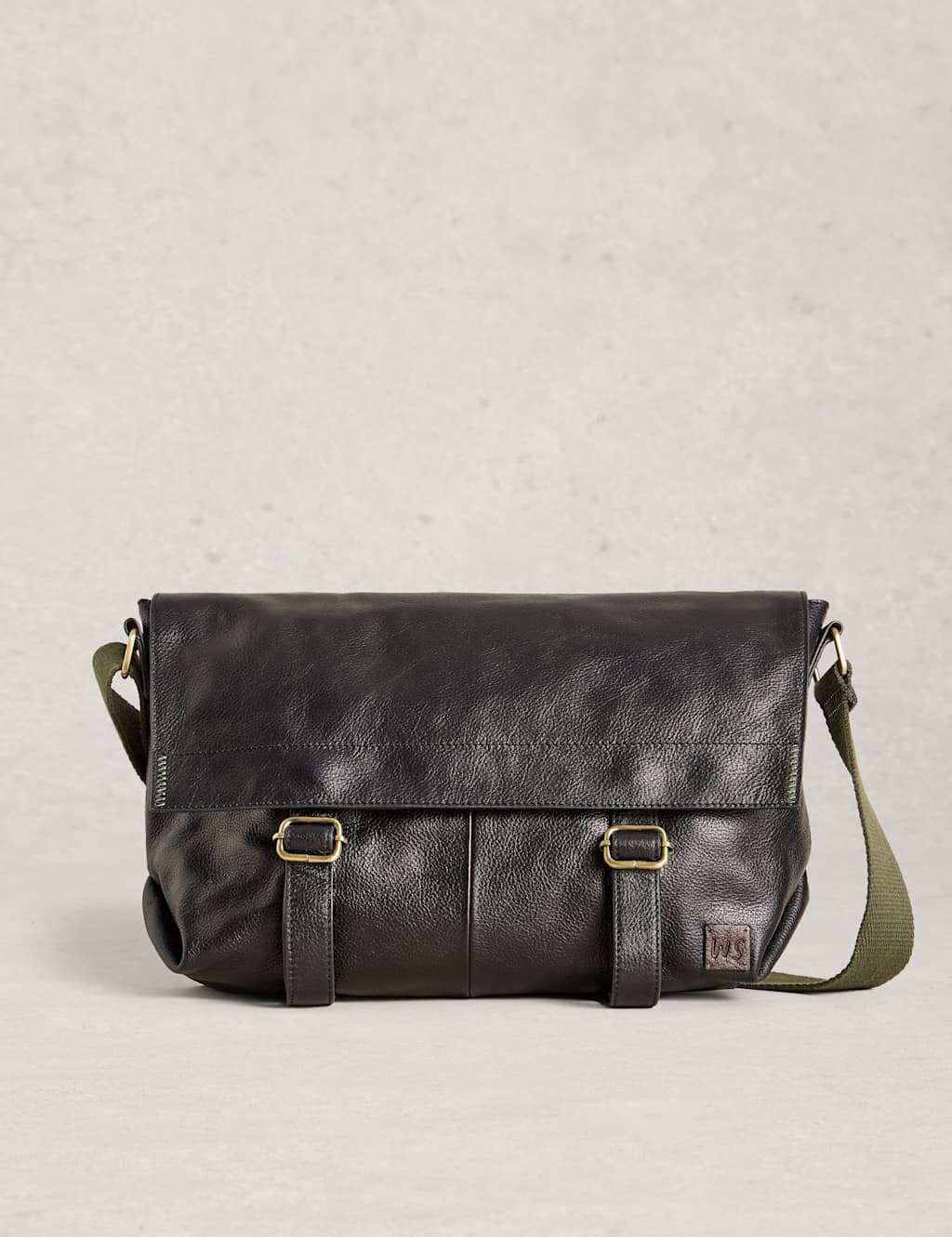 White Stuff Leather Messenger Bag Black