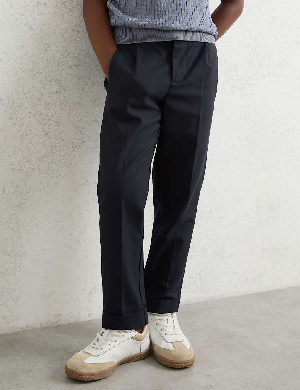 Reiss Pleat Front Elasticated Waist Trousers (3-14 Yrs) Dark Blue