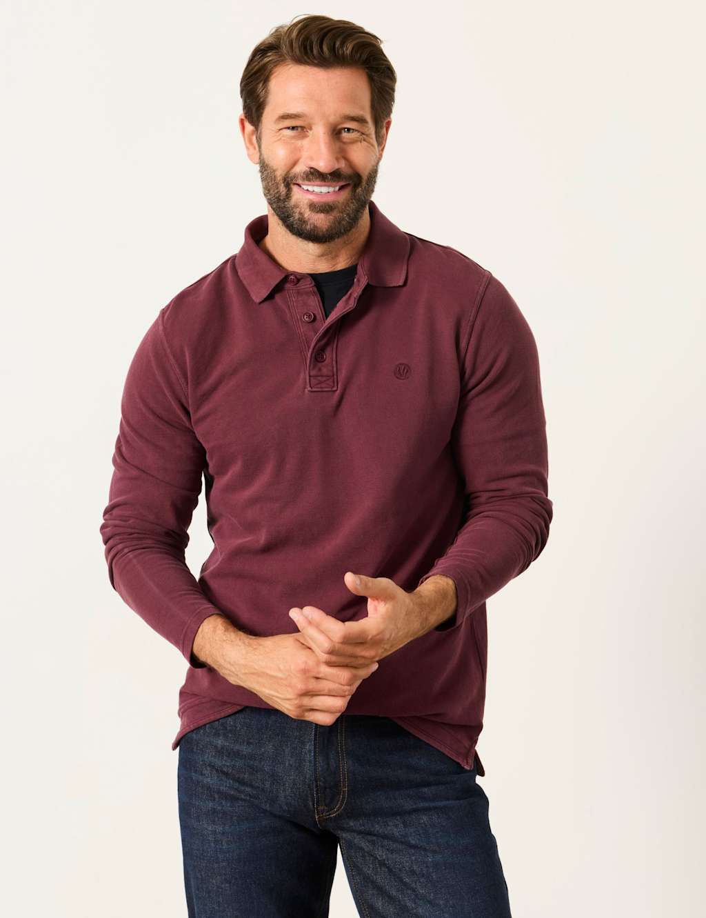 Fatface Men's Pure Cotton Pique Polo Shirt - L - Plum - Available at M&S