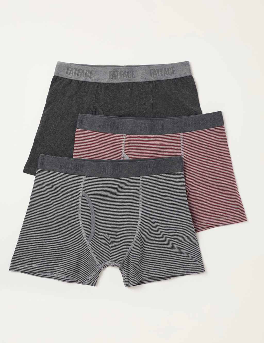 Fatface Men's 3 Pack Cotton Rich Striped Boxers - XS - Burgundy Mix - Available at M&S