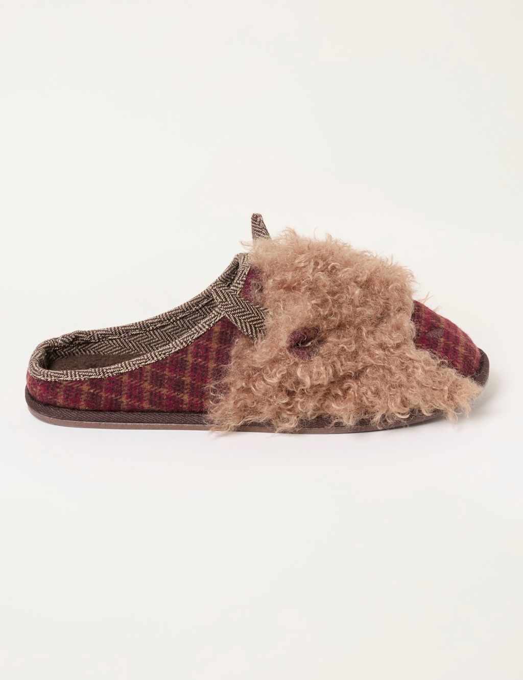 Fatface Men's Highland Cow Novelty Mule Slippers - XL - Brown Mix - Available at M&S