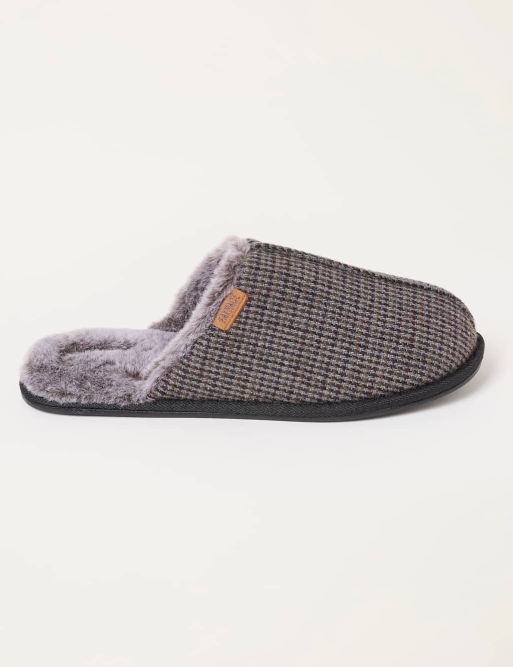 Fatface Men's Checked Mule Slippers - S - Brown Mix - Available at M&S