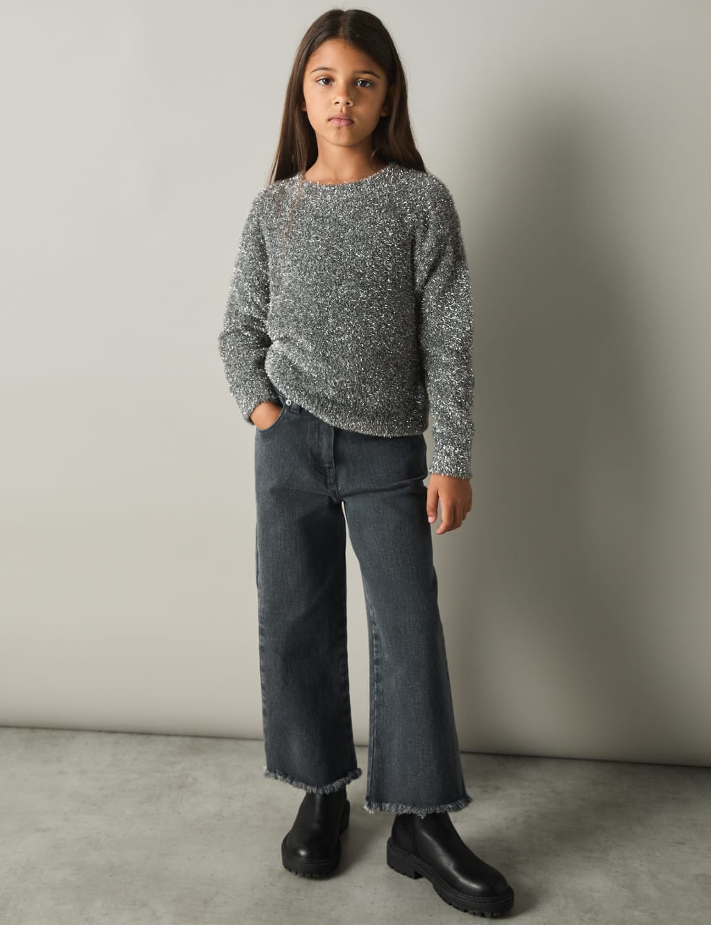 Girls grey jumper discount