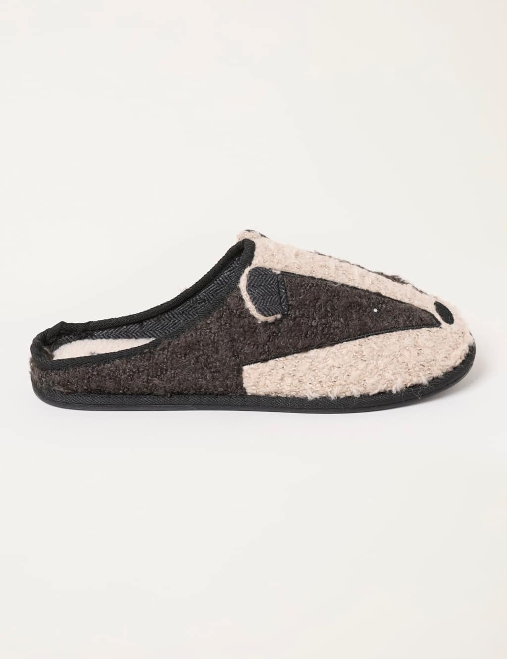 Fatface Men's Badger Novelty Mule Slippers - S - Black Mix - Available at M&S