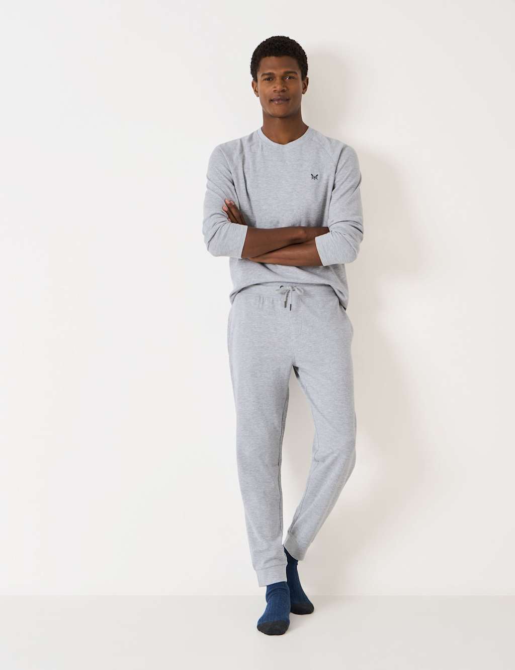 Crew Clothing Cotton Rich Waffle Loungewear Bottoms Grey