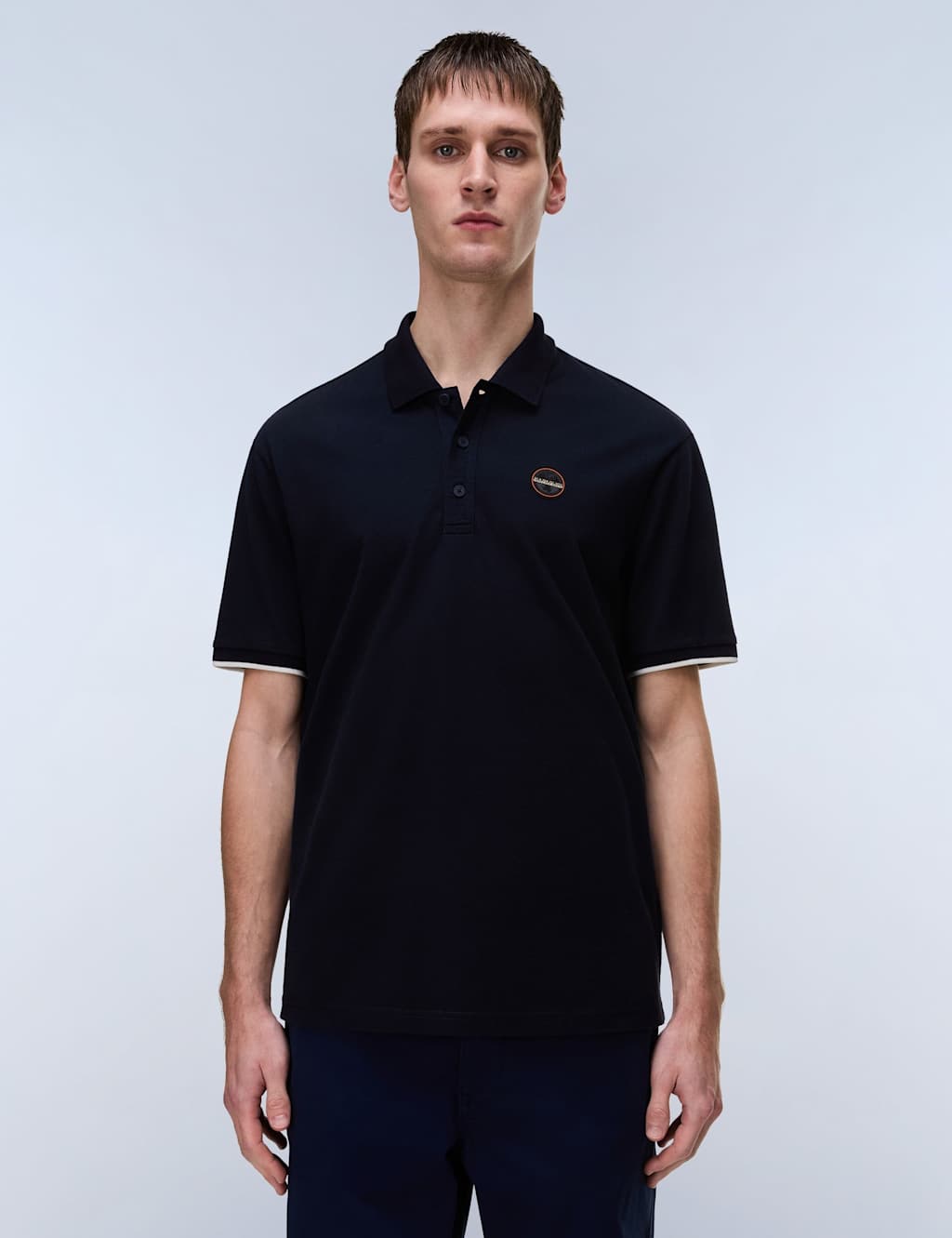 Napapijri Men's Pure Cotton Badge Polo Shirt - 2XL - Dark Navy - Available at M&S