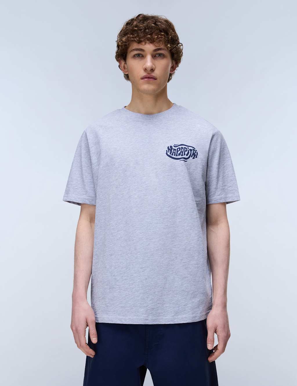 Napapijri Men's Elior Pure Cotton T-Shirt - M - Grey Marl - Available at M&S
