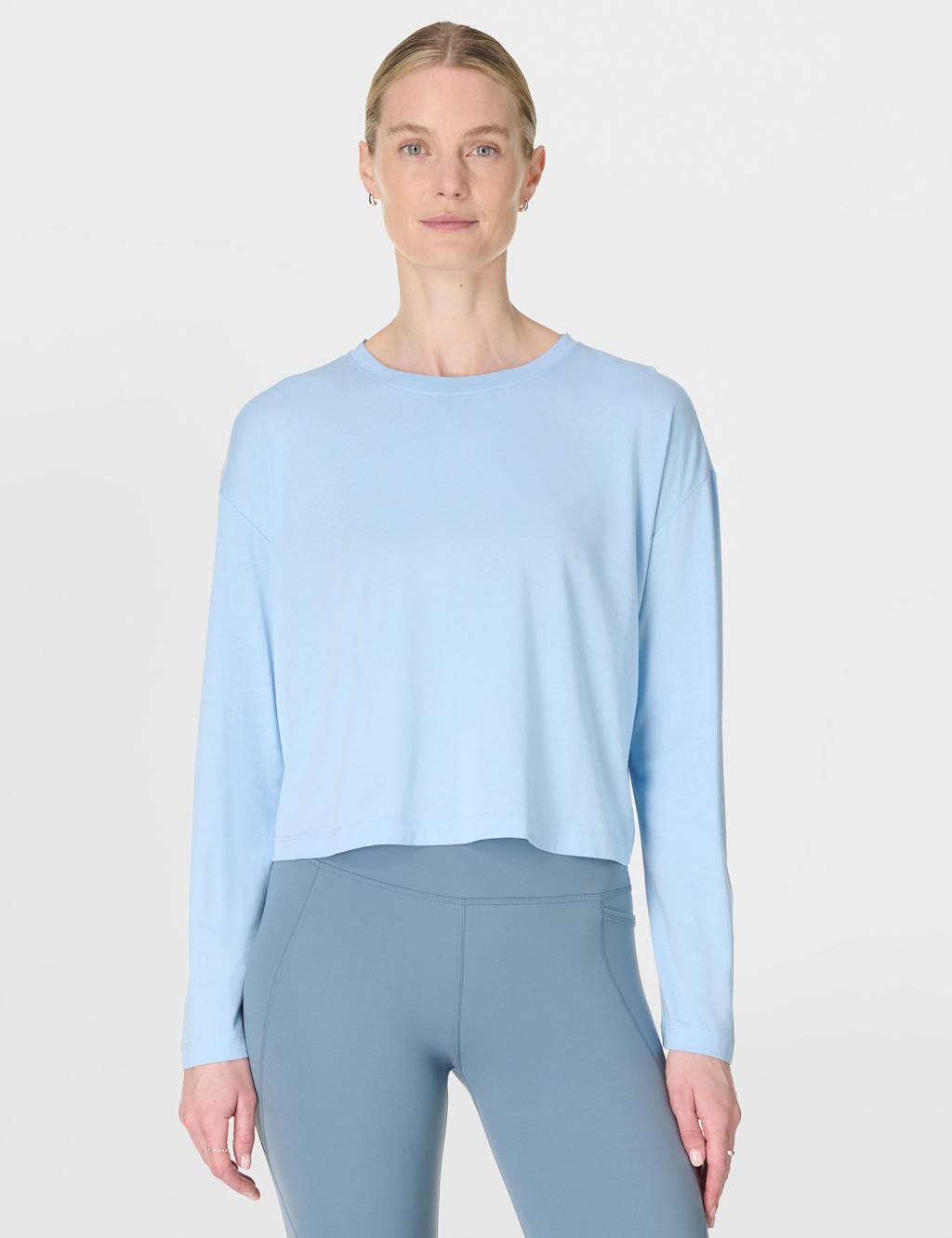Sweaty Betty Women's Essential Cotton Rich Relaxed Crop T-Shirt - Large - Light Blue