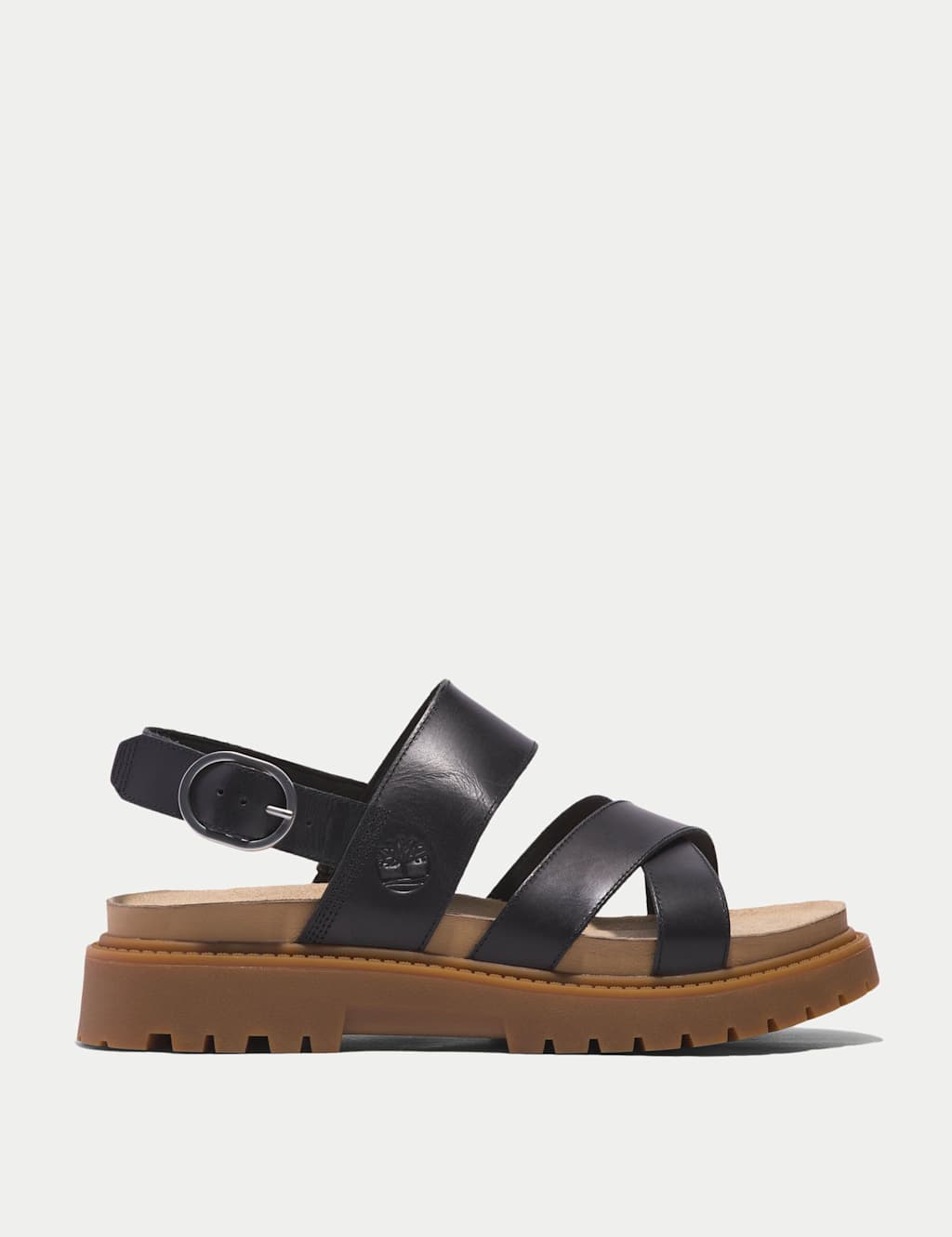 Timberland Women's Clairemont Leather Strappy Flat Sandals - 5 - Black Mix