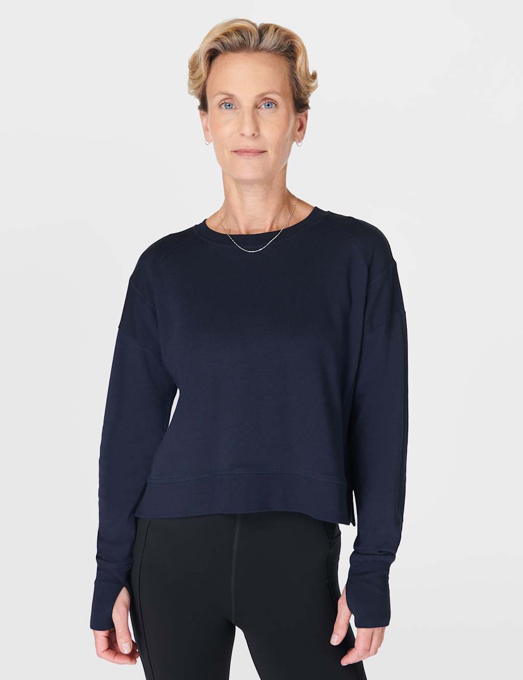 Sweaty Betty Women's After Class Cotton Blend Crop Sweatshirt - Large - Navy