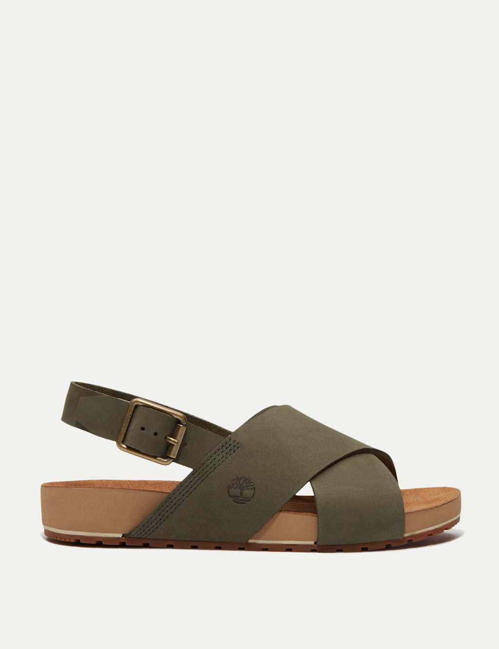 Timberland Women's Malibu Waves Leather Flat Sandals - 5 - Khaki Mix