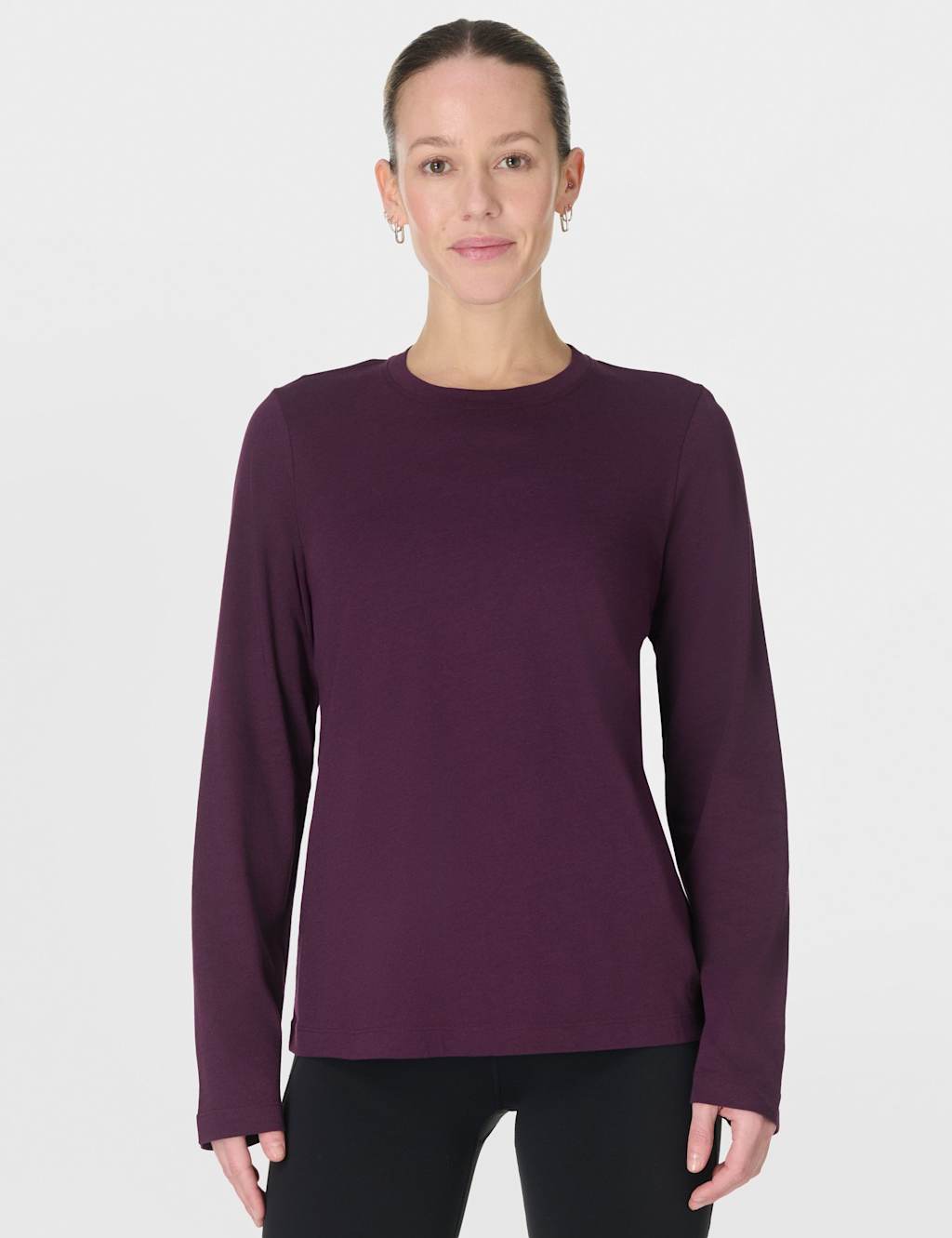 Sweaty Betty Essential Cotton Rich Striped Top - Medium - Burgundy