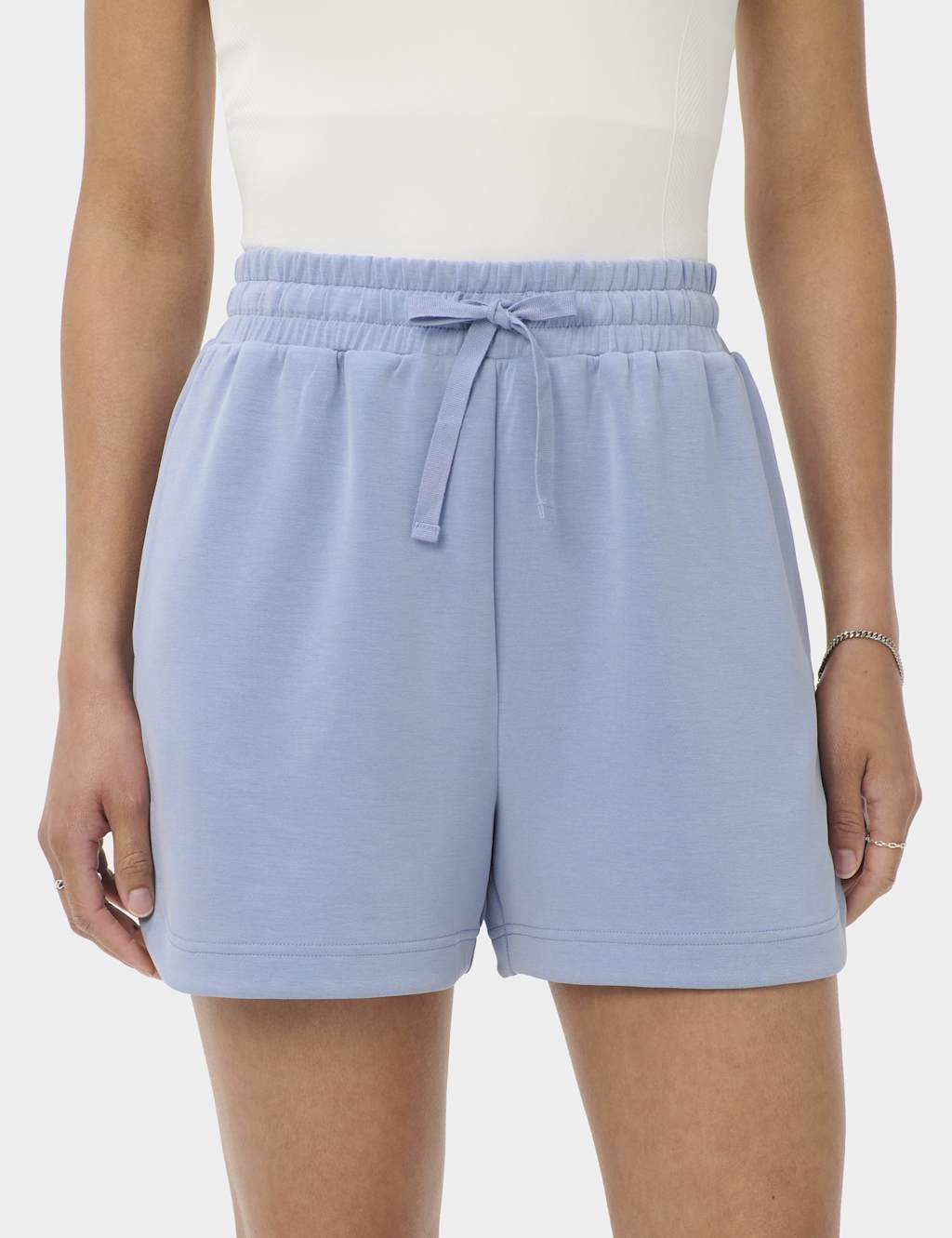 Sweaty Betty Women's Sand Wash Modal Blend High Waisted Shorts - Large - Light Blue