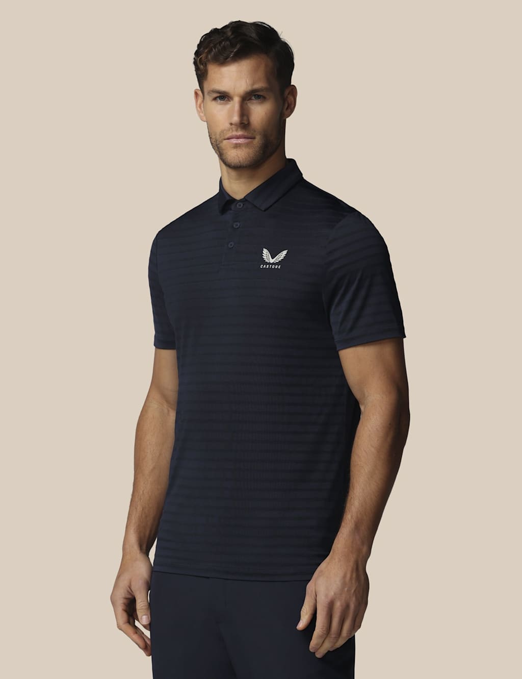 Castore Men's Pique Striped Technical Stretch Polo Shirt - 2XL - Dark Navy - Available at M&S